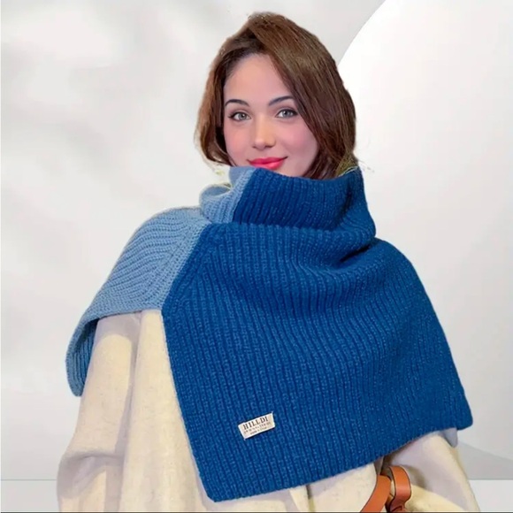 Split Shawl Knit Scarf two tone color - Picture 6 of 8